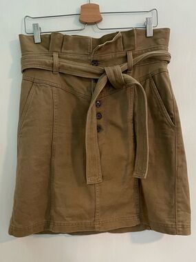 Banana Republic Paperbag Waist Khaki Button-Front Skirt